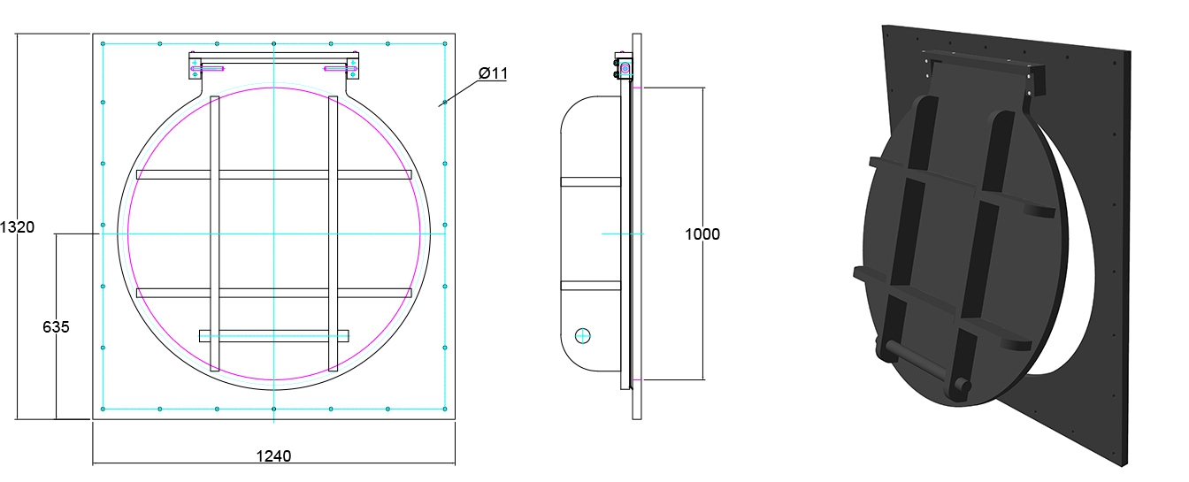 Althon HDPE 900mm Flap Valve line drawing