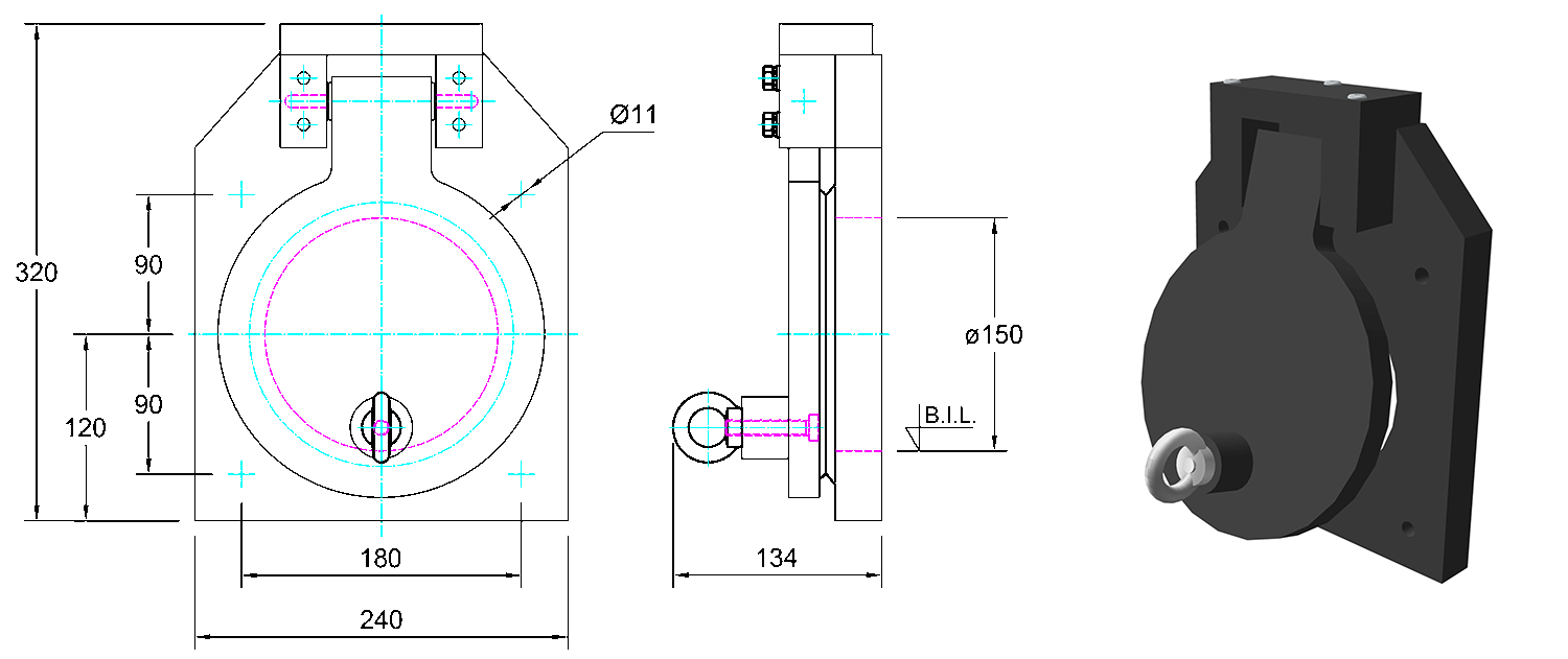 Althon HDPE 150mm Flap Valve line drawing