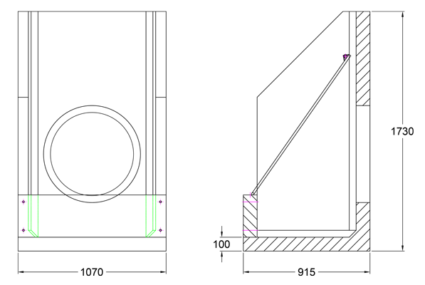 One Piece Heavy Duty Silt Trap Inlet B line drawing