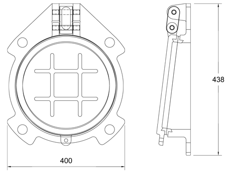 Althon 250mm Ductile Iron Flap Valve line drawing