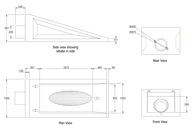 400 Mitred Headwall line drawing