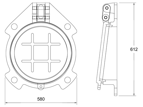 Althon 400mm Ductile Iron Flap Valve line drawing