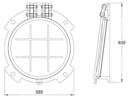 Althon 450mm Ductile Iron Flap Valve line drawing