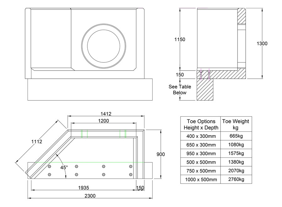 AH8C D Headwall line drawing