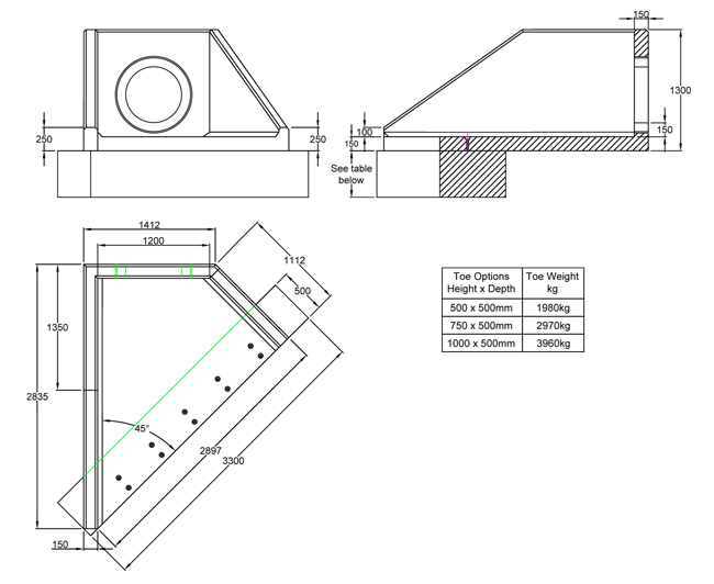 AWAH12CA LH Angled Drainage Outfall line drawing