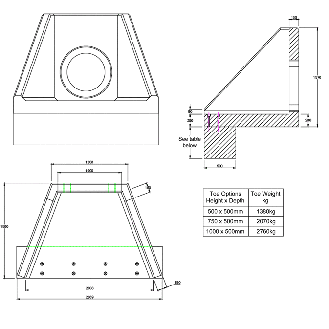 AWSFA11Z Outlet Headwall line drawing