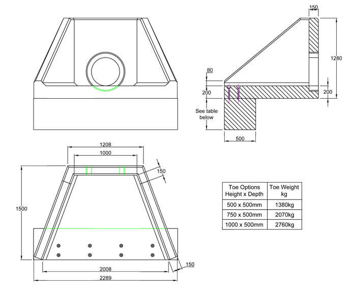 AWSFA11Y Outlet Headwall line drawing