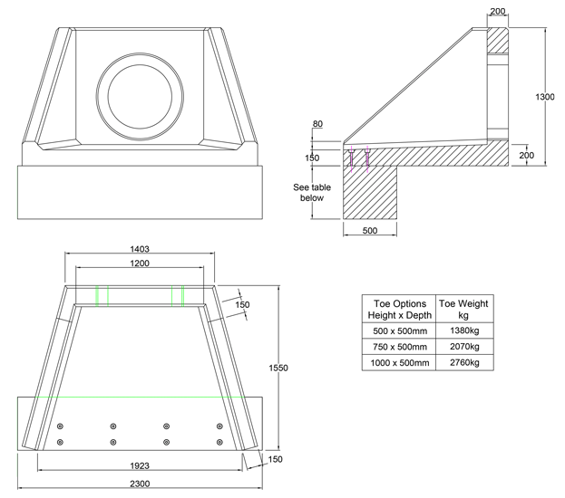 AWSFA12U Inlet Headwall line drawing