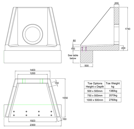 AWSFA12W Inlet Headwall line drawing