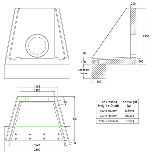 AWSFA12X Inlet Headwall line drawing