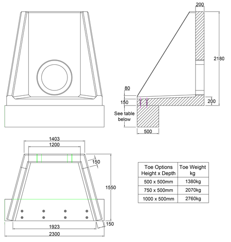 AWSFA12Y Inlet Headwall line drawing