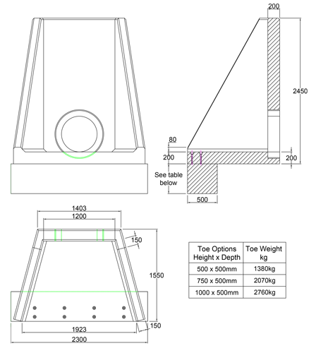 AWSFA13Z Outlet Headwall line drawing