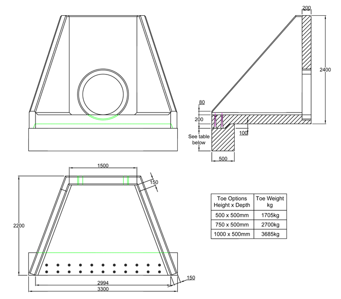 AWSFA16Z Outlet Headwall line drawing