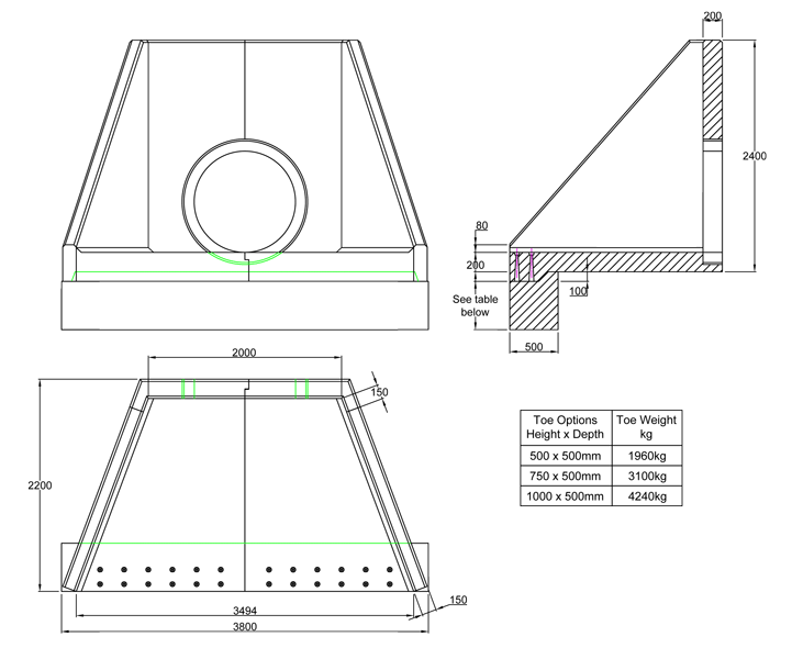 AWSFA21Z Outlet Headwall line drawing