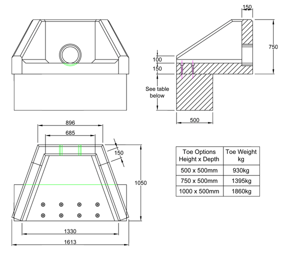 AWSFA6A Outlet Headwall line drawing