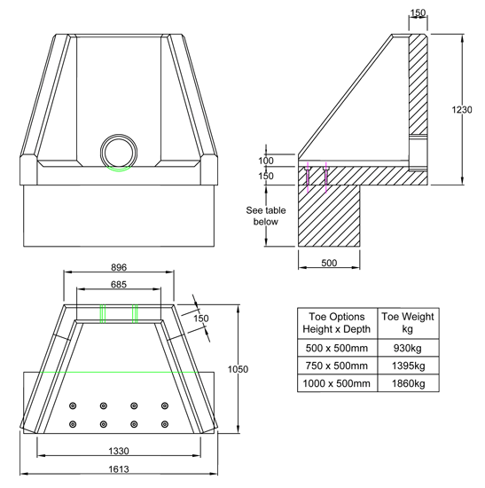 AWSFA6Z Outlet Headwall line drawing