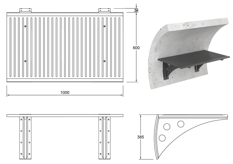 Mammal Ledges for Concrete Pipes line drawing