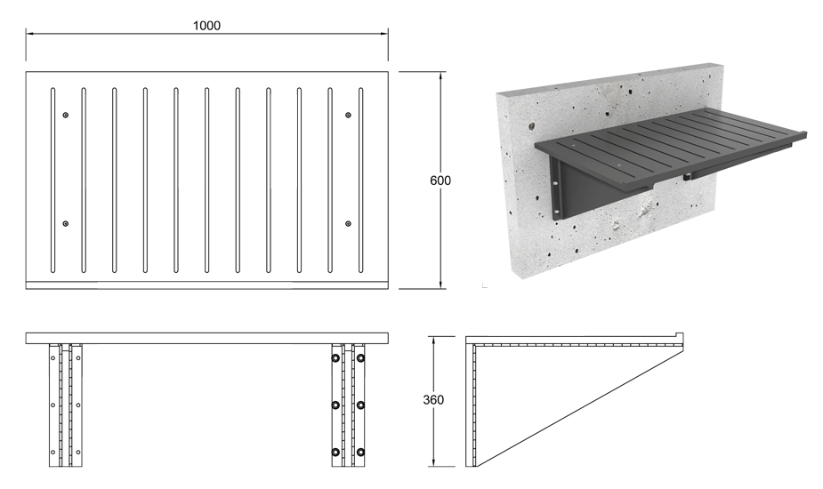 HDPE Mammal Shelves line drawing