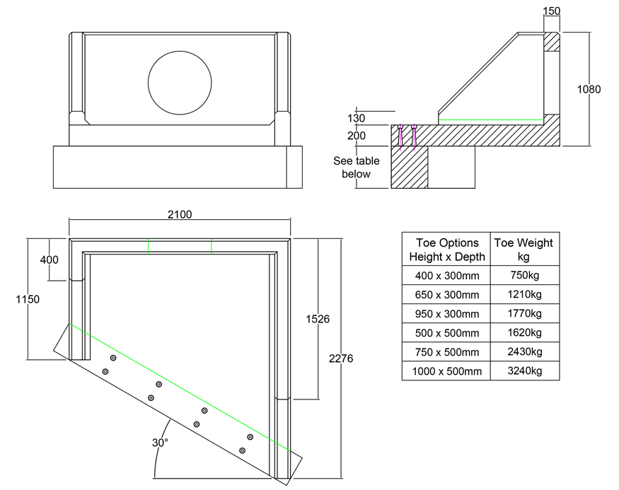 R18A 01 2270 RH Angled Rectangular Headwall line drawing