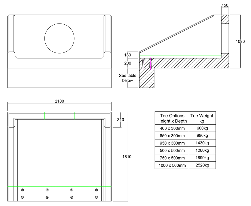 R18A 05 1810 Rectangular Headwall line drawing