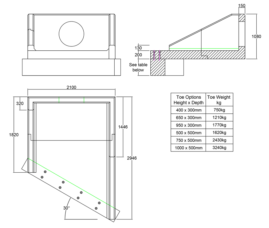 R18A 05 2940 RH Angled Rectangular Headwall line drawing