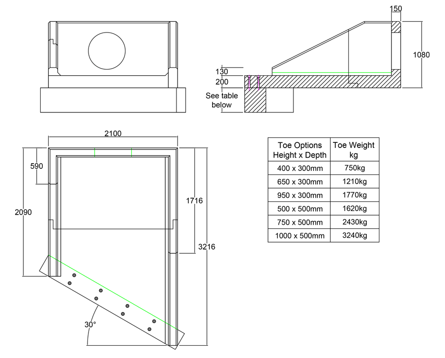 R18A 05 3210 RH Angled Rectangular Headwall line drawing