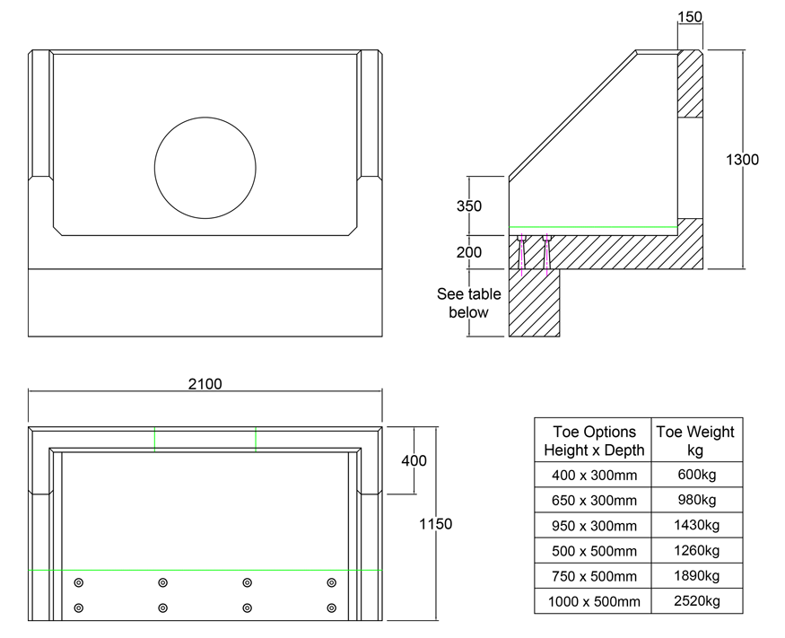 R18B 01 1150 Rectangular Headwall line drawing