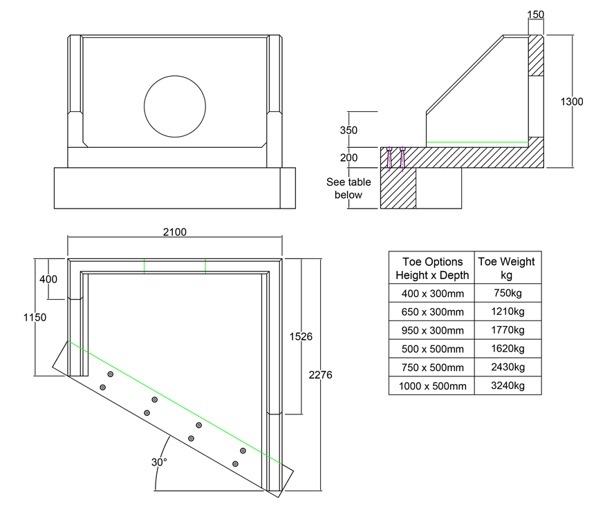 R18B 01 2270 RH Angled Rectangular Headwall line drawing