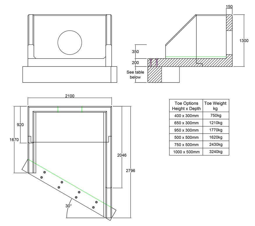 R18B 01 2790 RH Angled Rectangular Headwall line drawing