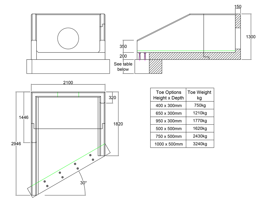 R18B 05 2940 LH Angled Rectangular Headwall line drawing