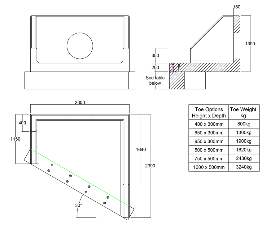 R20B 01 2390 RH Angled Rectangular Headwall line drawing