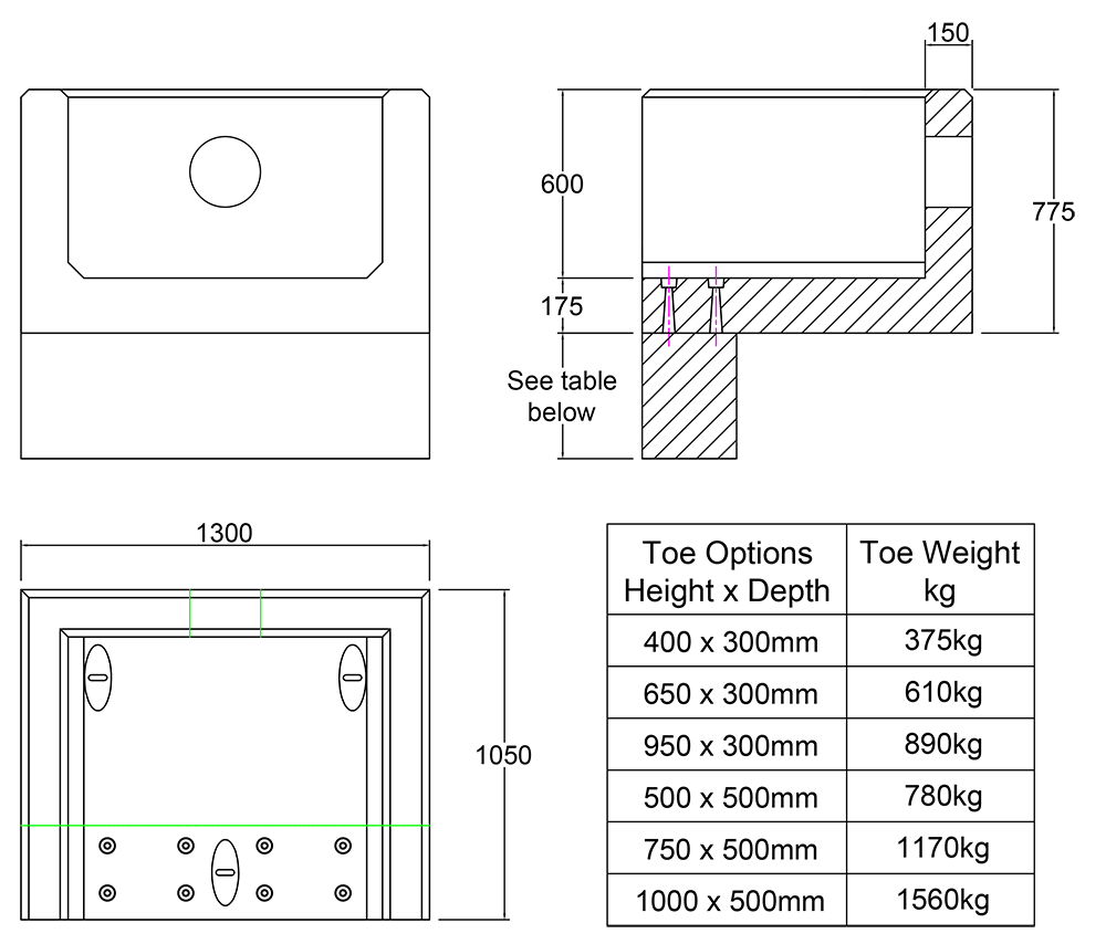 RSFA11F Rectangular Headwall line drawing