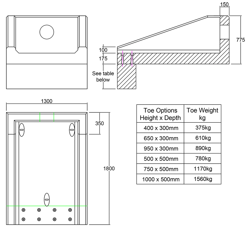 RSFA12A Rectangular Headwall line drawing