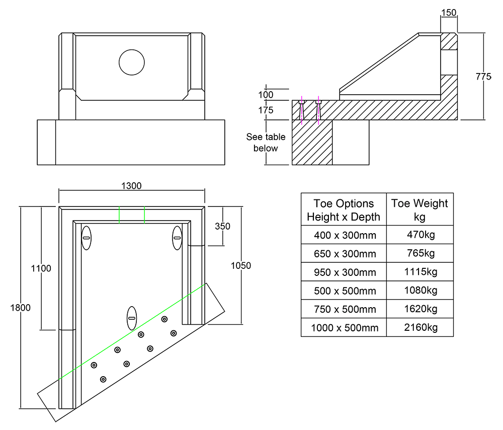 RSFA12A LH Angled Headwall line drawing