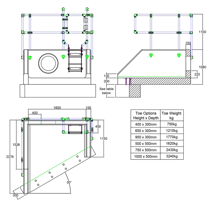 RSFA18A 01 2270 LH Angled Rectangular Headwall line drawing