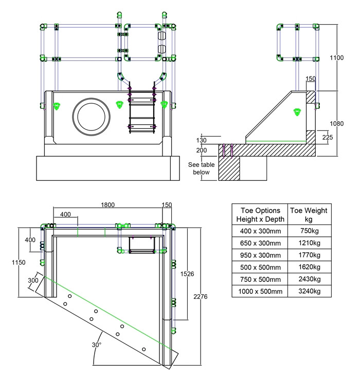 RSFA18A 01 2270 RH Angled Rectangular Headwall line drawing