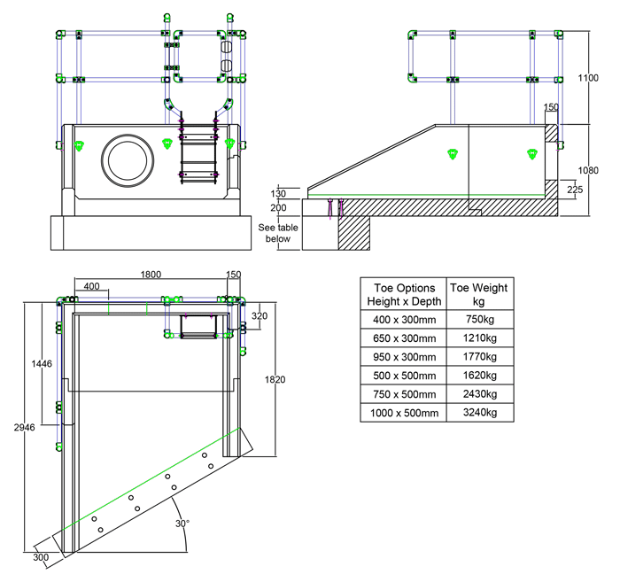 RSFA18A 05 2940 LH Angled Headwall line drawing