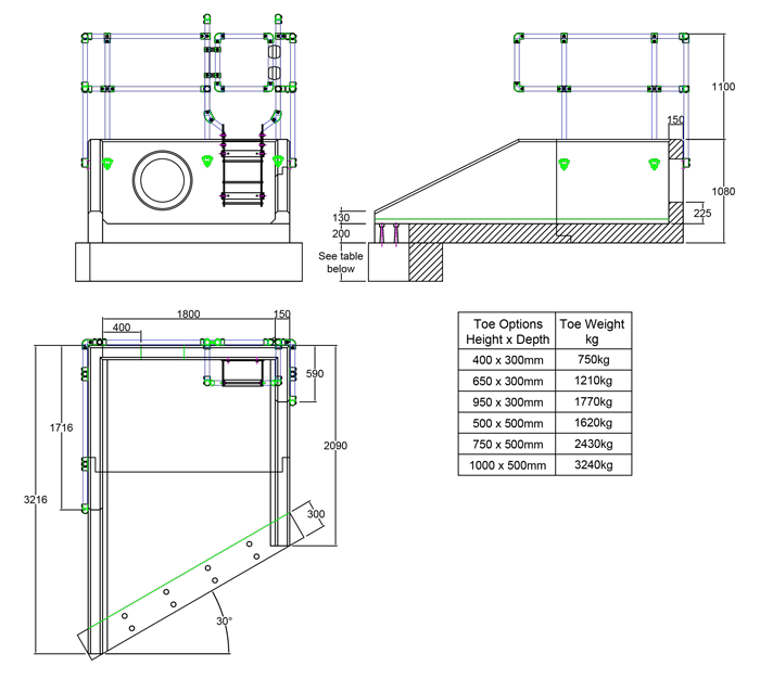 RSFA18A 05 3210 LH Angled Headwall line drawing