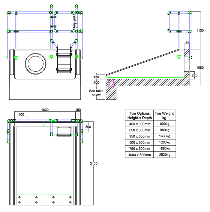 RSFA18A 10 2450 Rectangular Headwall line drawing