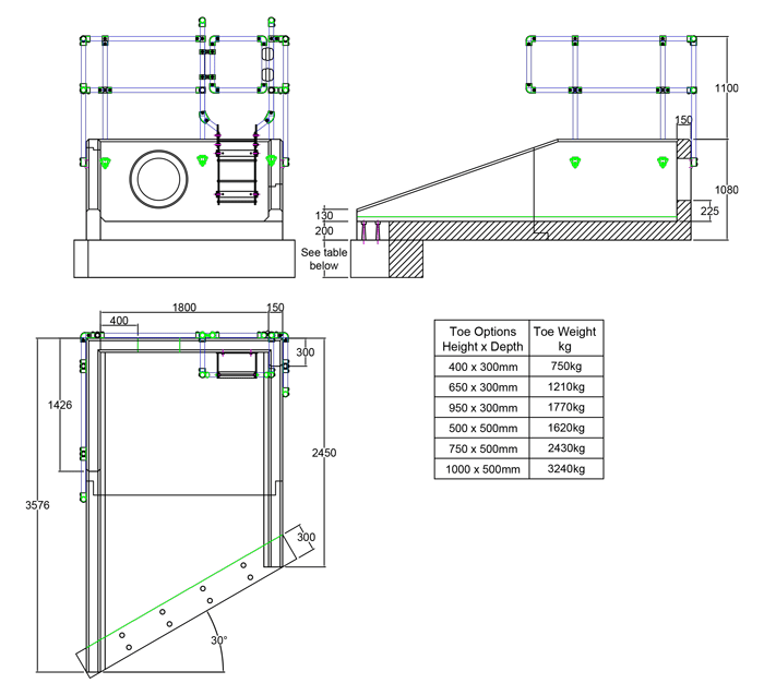RSFA18A 10 3570 LH Angled Headwall line drawing