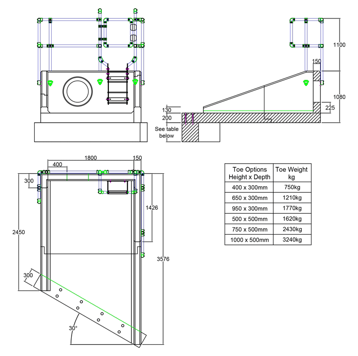 RSFA18A 10 3570 RH Angled Headwall line drawing