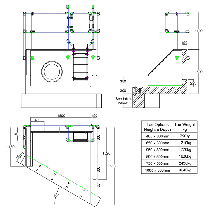 RSFA18B 01 2270 RH Angled Headwall line drawing