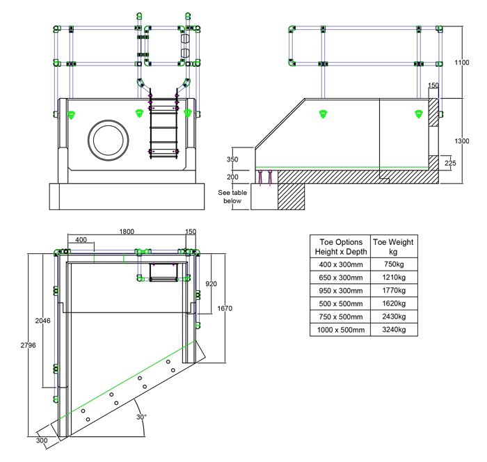 RSFA18B 01 2790 LH Angled Headwall line drawing