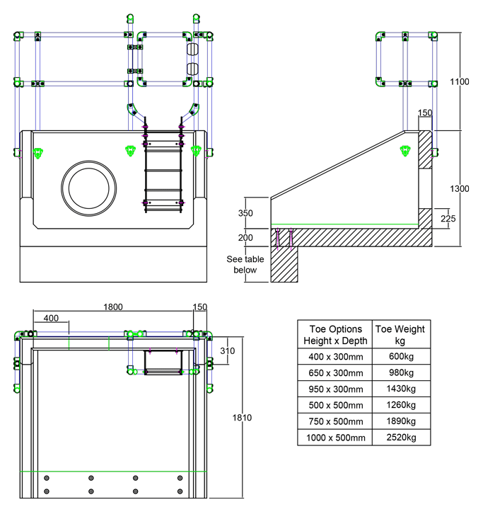 RSFA18B 05 1810 Rectangular Headwall line drawing