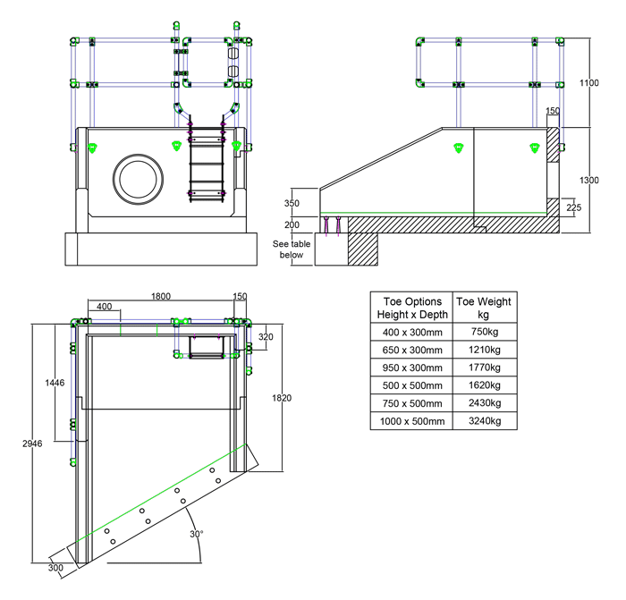 RSFA18B 05 2940 LH Angled Headwall line drawing