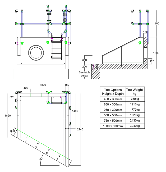 RSFA18B 05 2940 RH Angled Headwall line drawing