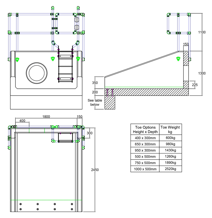 RSFA18B 10 2450 Rectangular Headwall line drawing