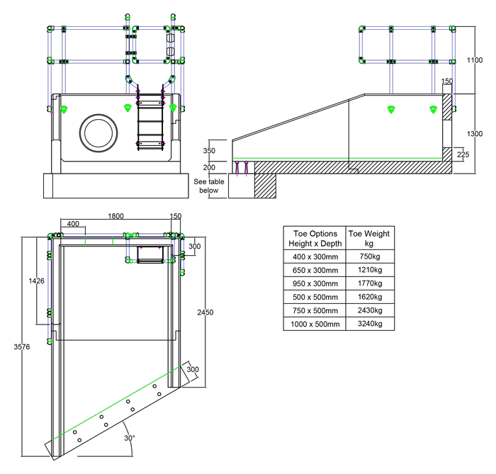 RSFA18B 10 3570 LH Angled Headwall line drawing