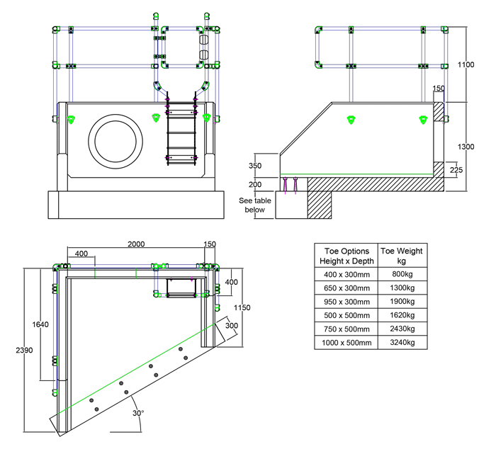 RSFA20B 01 2390 LH Angled Headwall line drawing