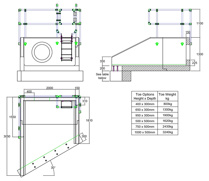 RSFA20B 05 3050 LH Angled Headwall line drawing